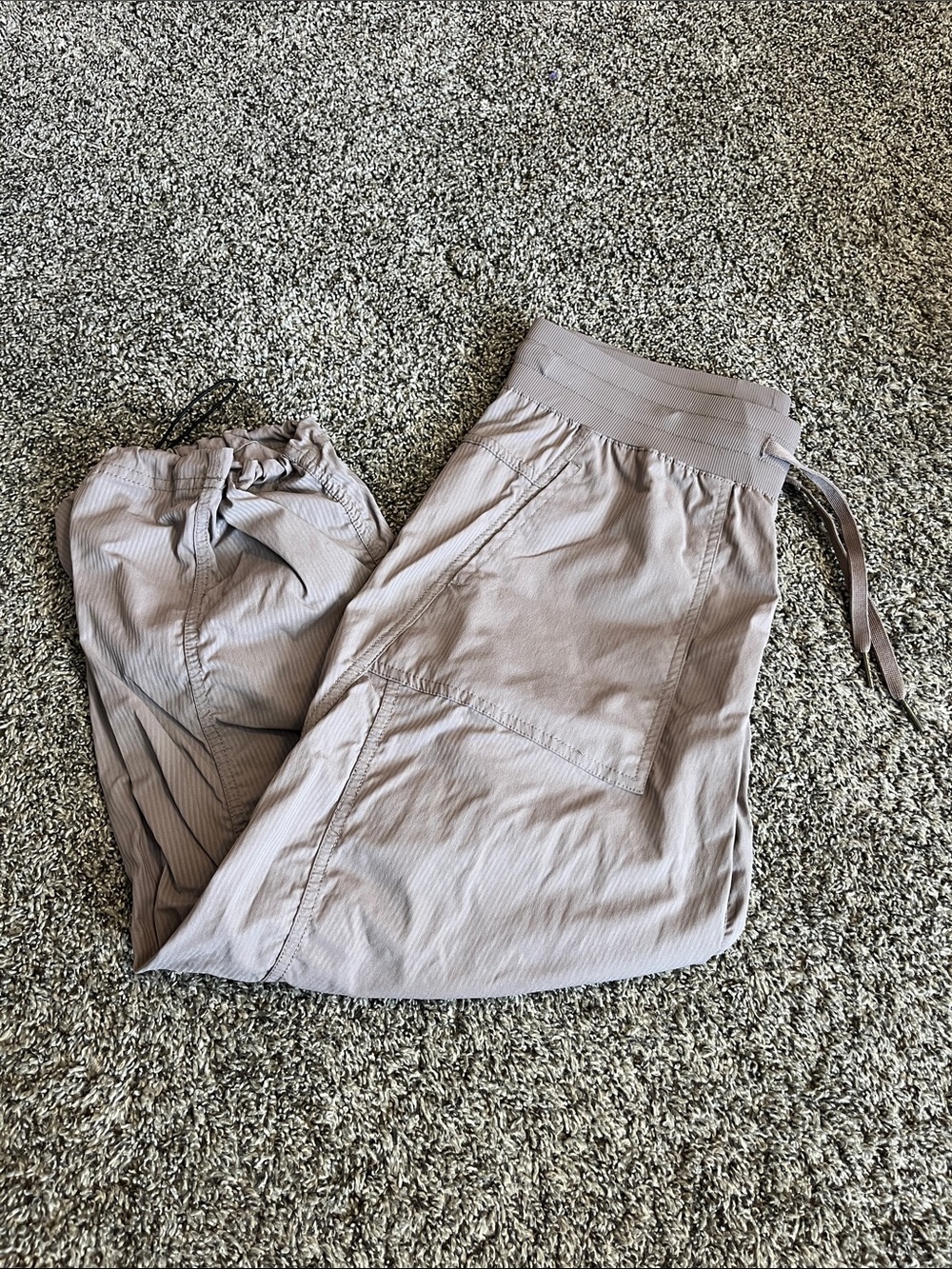Light Taupe Drawstring Cargo capris
